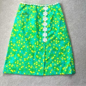 Vintage LILLY PULITZER A-Line Skirt in Green Yellow Floral 60’s 70’s Vintage 12